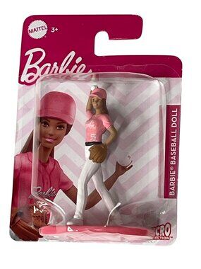 Barbie Micro Collection Baseball Doll 3 Inch Mini Figure Pink Uniform NIB
